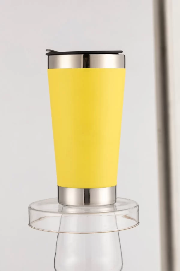 Copo Térmico Amarelo Inox Tampa Abridor 473ml - Image 3