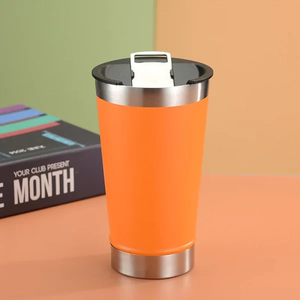 Copo Térmico Laranja Inox Tampa Abridor 473ml - Image 2