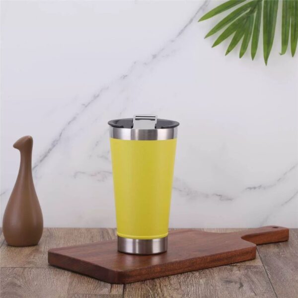 Copo Térmico Amarelo Inox Tampa Abridor 473ml - Image 4