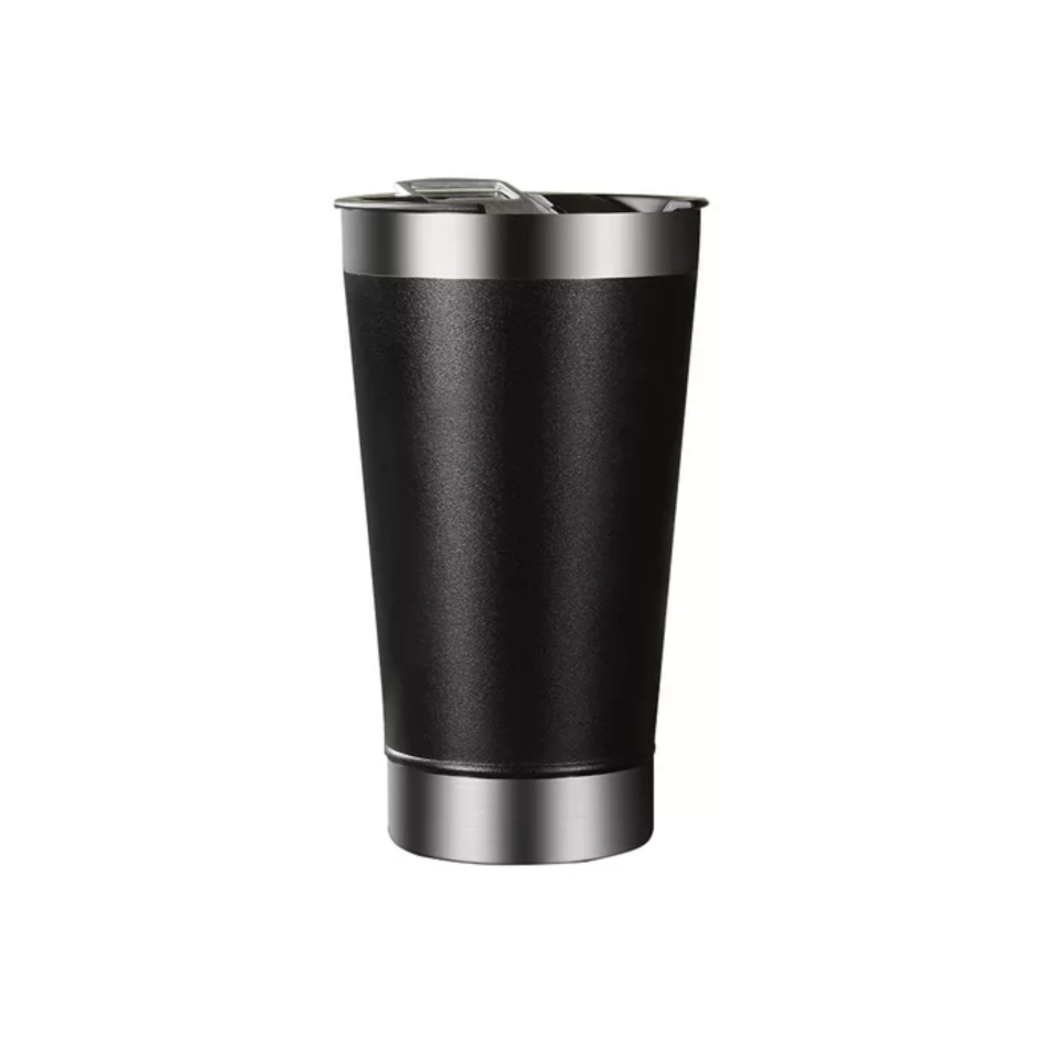 Copo Térmico Preto Inox Tampa Abridor 473ml