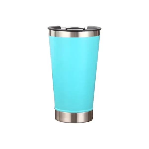 Copo Térmico Azul Ciano Inox Tampa Abridor 473ml
