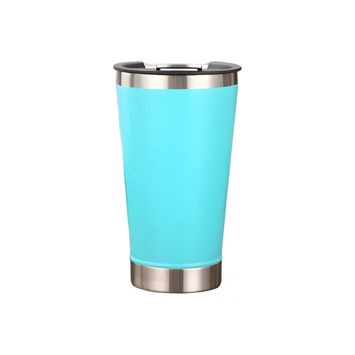 Copo Térmico Azul Ciano Inox Tampa Abridor 473ml