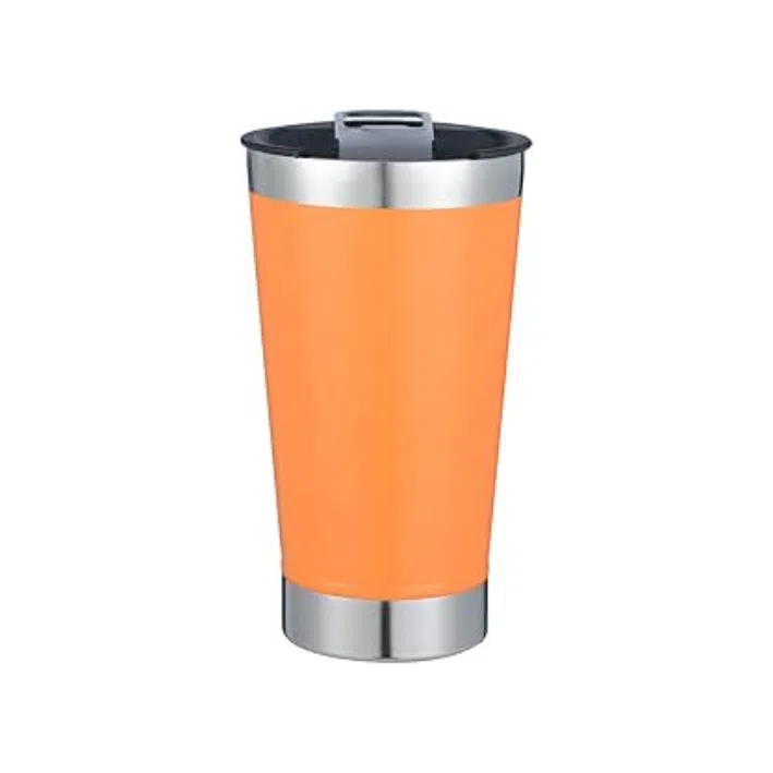 Copo Térmico Laranja Inox Tampa Abridor 473ml
