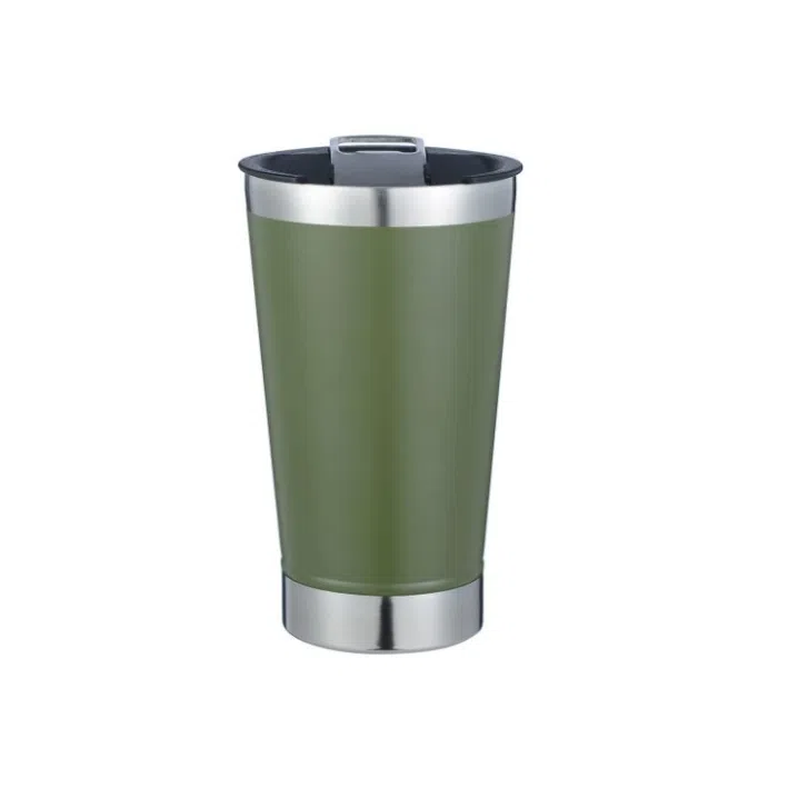 Copo Térmico Verde Militar Inox Tampa Abridor 473ml