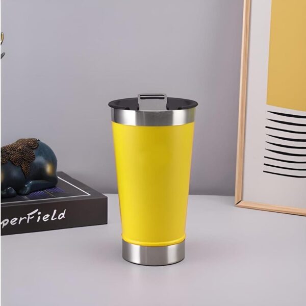 Copo Térmico Amarelo Inox Tampa Abridor 473ml - Image 2