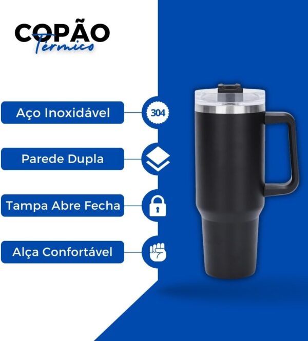 Copo Térmico Com Alça e Canudo - Azul Bebe - 1200ml - Image 7