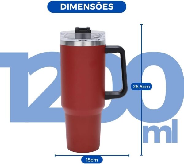 Copo Térmico Com Alça e Canudo - Azul Bebe - 1200ml - Image 5