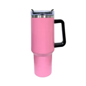 Copo Térmico Com Alça e Canudo - Rosa - 1200ml