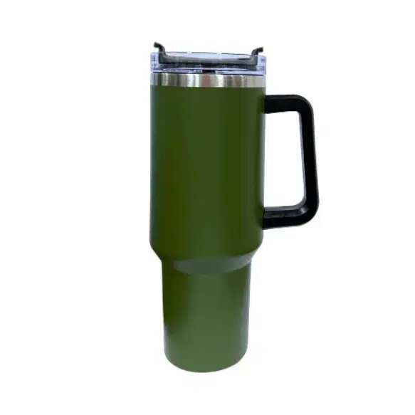 Copo Térmico Com Alça e Canudo - Verde Marinho - 1200ml