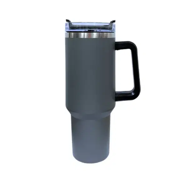 Copo Térmico Com Alça e Canudo - Cinza - 1200ml