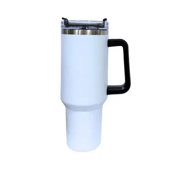 Copo Térmico Com Alça e Canudo - Branco - 1200ml