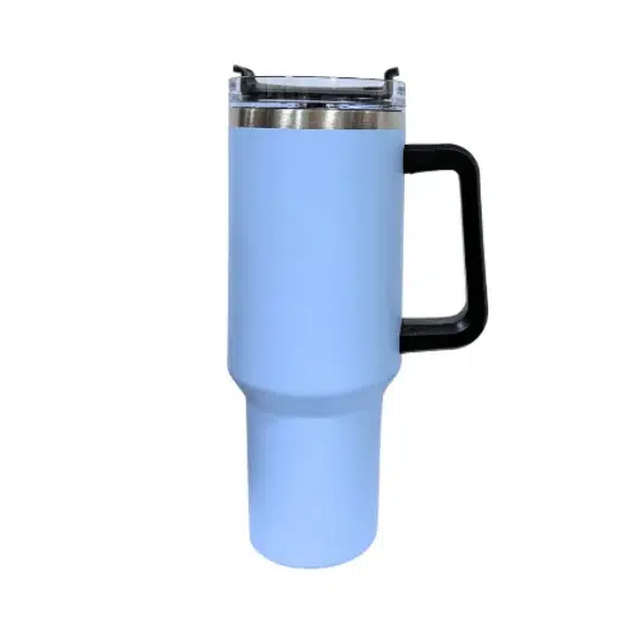 Copo Térmico Com Alça e Canudo - Azul Bebe - 1200ml