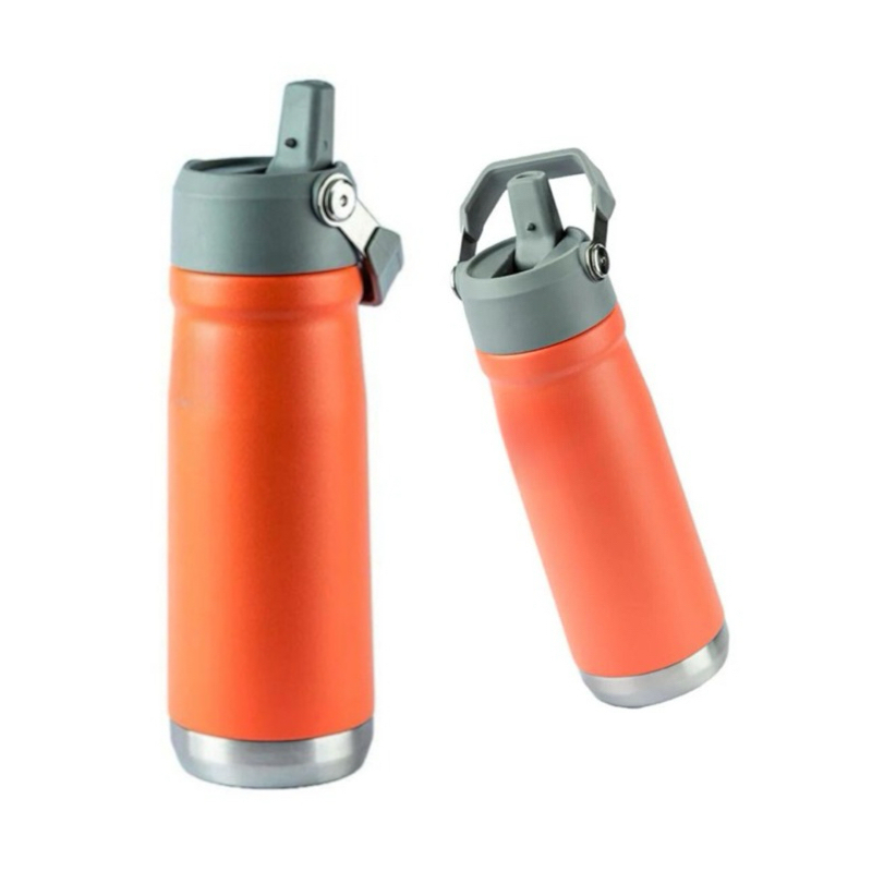 Garrafa Térmica Flip Straw Premium 650ml Quente E Frio Cor Laranja