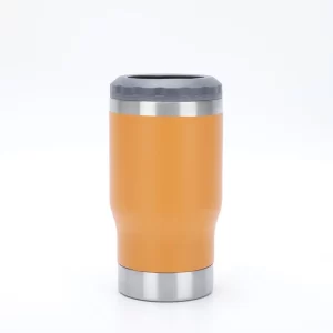 Copo Térmico Porta Long Neck - Laranja - 2 Tampas 420ml - Fundo Abridor de Tampa
