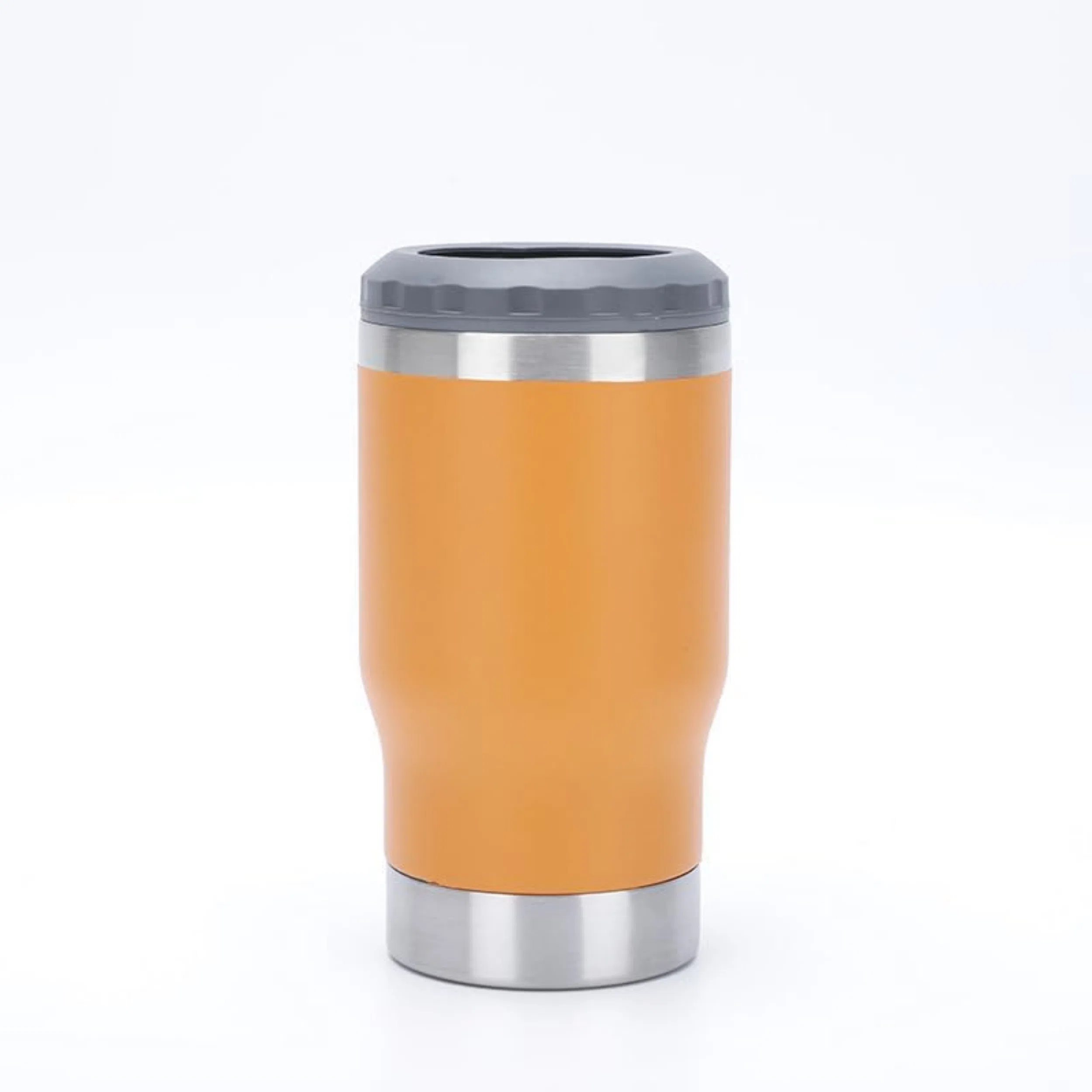 Copo Térmico Porta Long Neck - Laranja - 2 Tampas 420ml - Fundo Abridor de Tampa
