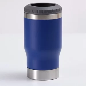 Copo Térmico Porta Long Neck - Azul Marinho - 2 Tampas 420ml - Fundo Abridor de Tampa