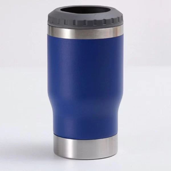 Copo Térmico Porta Long Neck - Azul Marinho - 2 Tampas 420ml - Fundo Abridor de Tampa