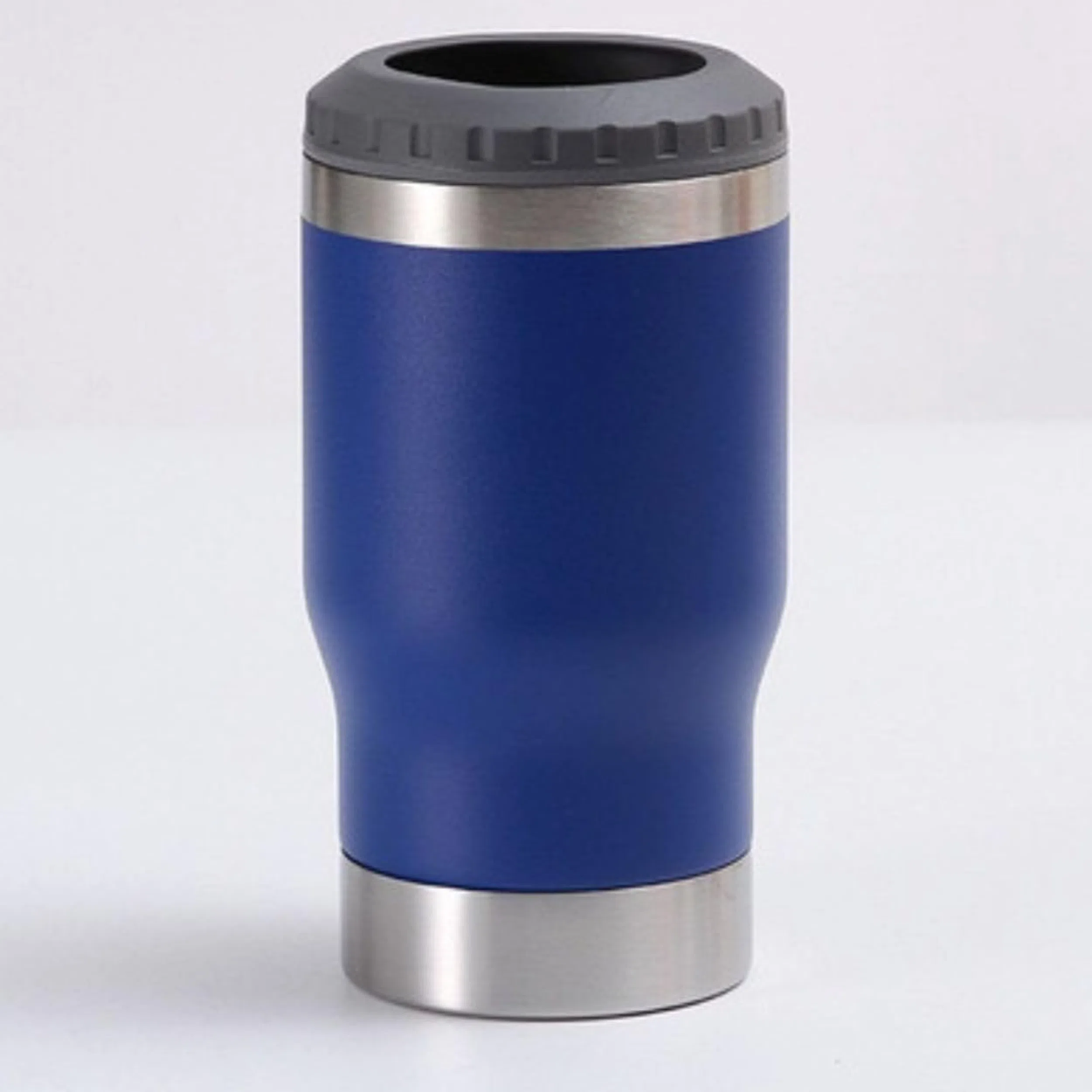 Copo Térmico Porta Long Neck - Azul Marinho - 2 Tampas 420ml - Fundo Abridor de Tampa