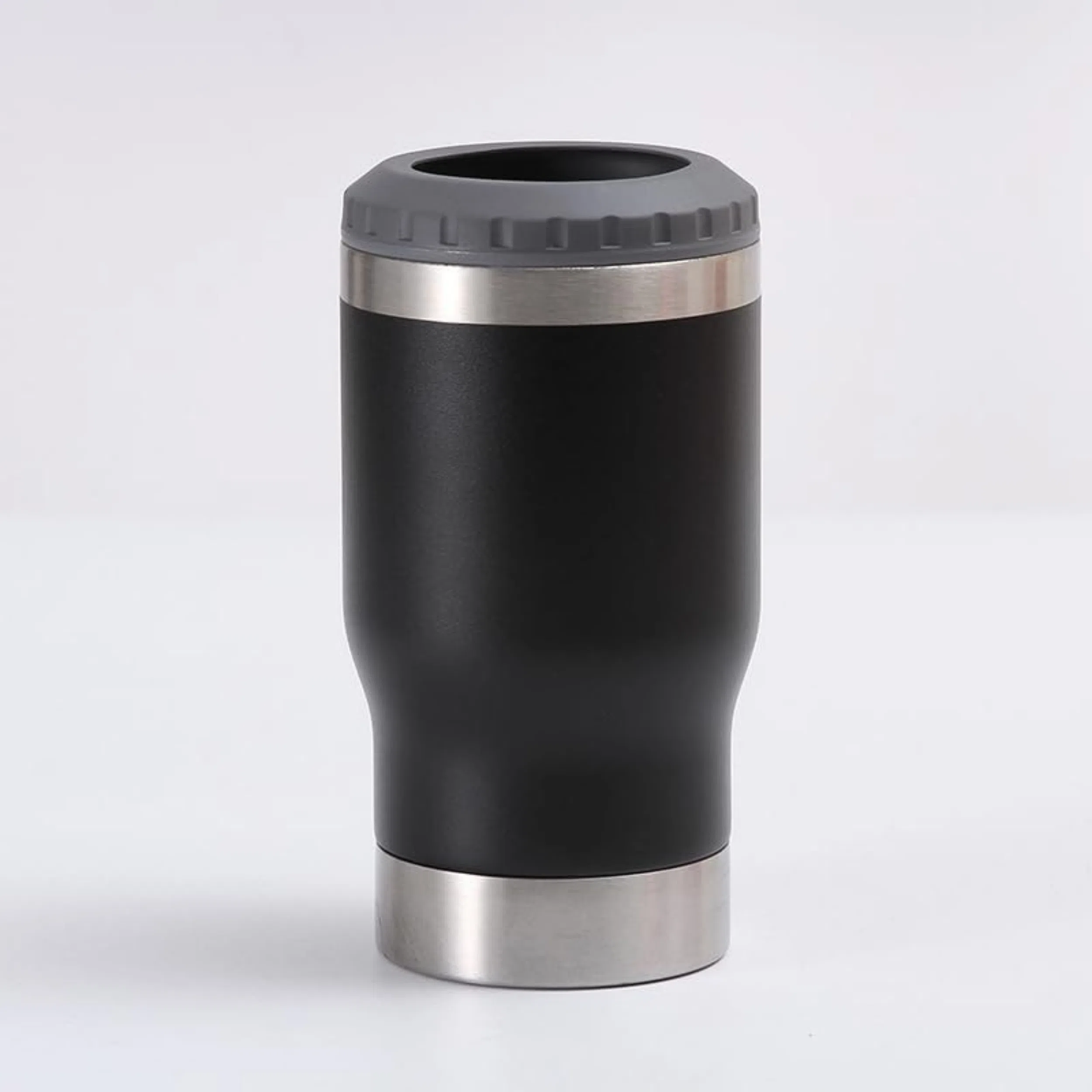 Copo Térmico Porta Long Neck - Preto - 2 Tampas 420ml - Fundo Abridor de Tampa