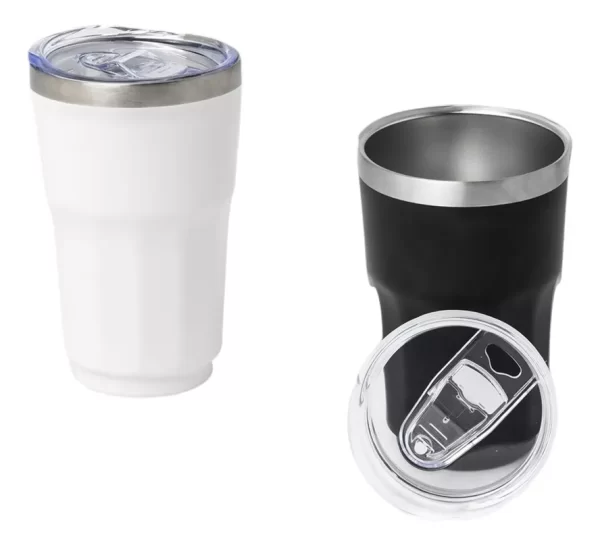 Copo Térmico 300ml Com Tampa Cerveja Suco Drink - Branco - Image 4