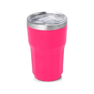 Copo Térmico 300ml Com Tampa Cerveja Suco Drink - Rosa Shock